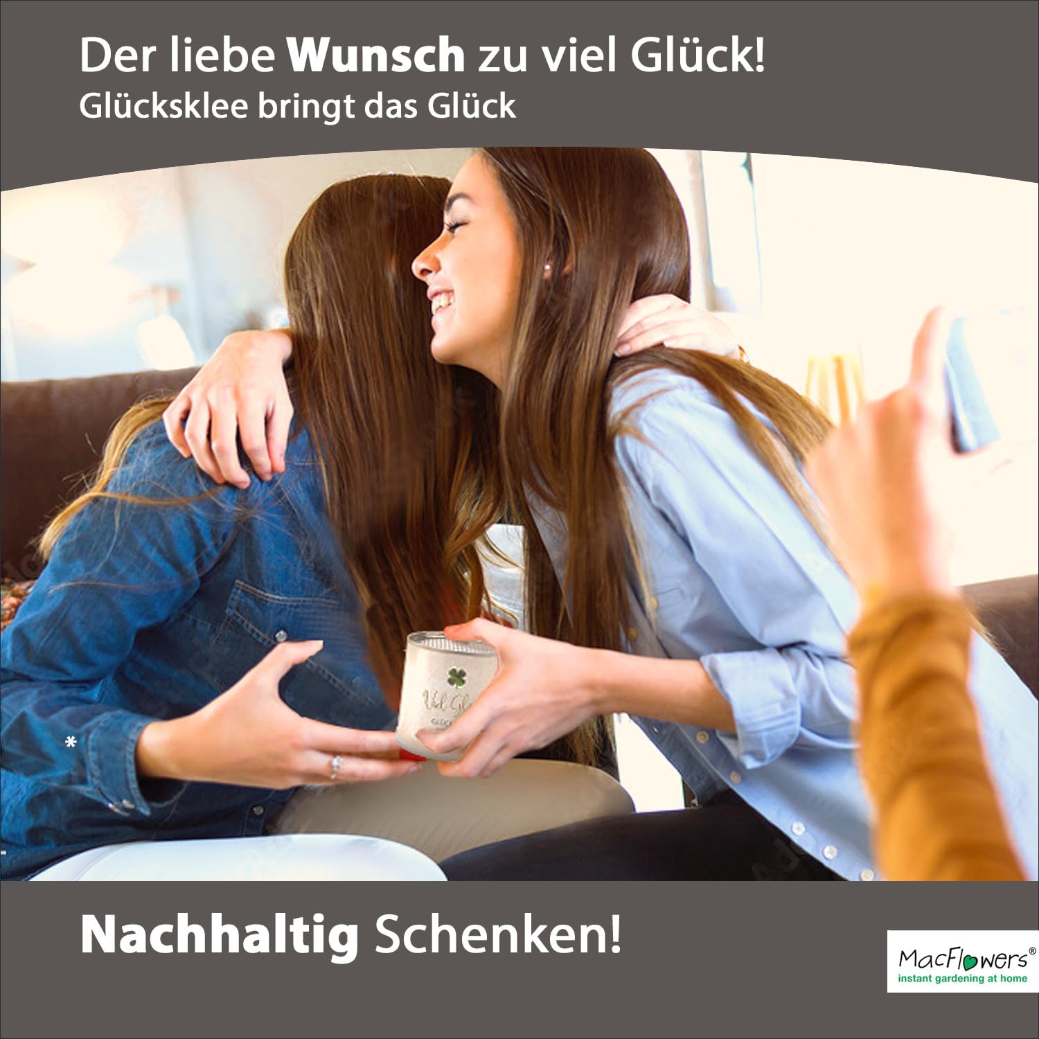 Viel Glück Glücksklee Anzuchtset in der Blumendose | Das liebe Geschenk für die Freundin | Öffnen Gießen Freuen | Wünsche Glück als Blumengruß Geschenk für Frau