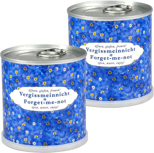 Anzuchtset mit Vergissmeinnicht | 2 Stück | Set mit einer Sorte Samen in instant Blumendosen | Besonderes Geschenk Abschied Dankeschön