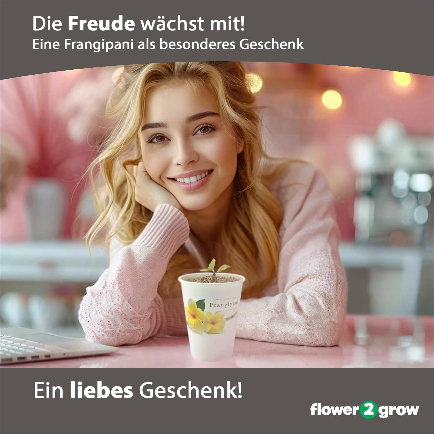 Flower2Grow Frangipani im Bio 2Go Becher