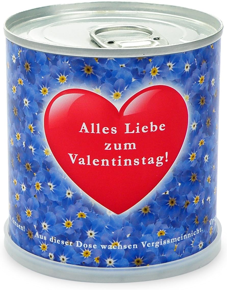 Blumengrüße aus der Dose - Valentinstag Herz mit Vergissmeinnicht