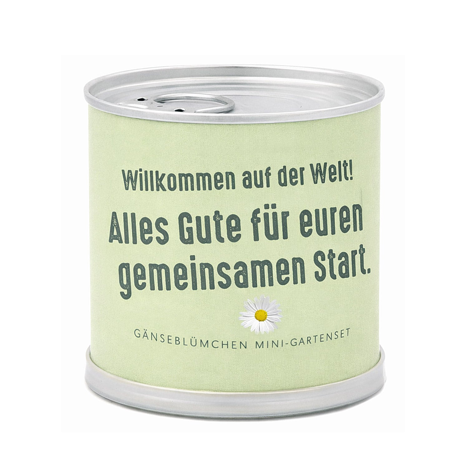 Geschenk zur Geburt – Anzuchtset Gänseblümchen in der Blumendose | Mini-Gartenset unter 10 Euro