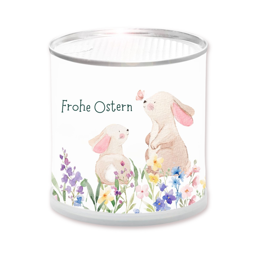 MacFlowers® Frohe Ostern Zwei Osterhasen Anzucht Set mit bunter Blumenwiese