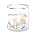 MacFlowers® Frohe Ostern Zwei Osterhasen Anzucht Set mit bunter Blumenwiese